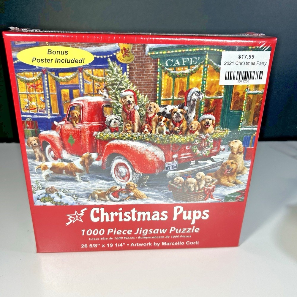 NEW Sealed Box 'CHRISTMAS PUPS' 1000 Pc Jigsaw Puzzle Vermont Christmas Company